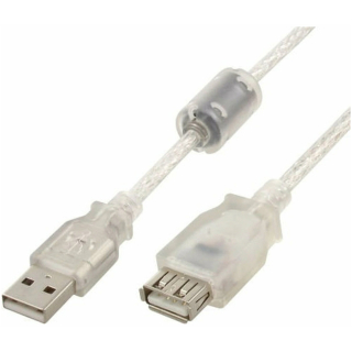 Кабель USB2.0 AM-AF 2 м Cablexpert PRO CCF-USB2-AMAF-TR-2M экран, 2 феррит.кольца, прозрачный  купить в Инфотех