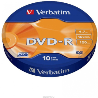 Диски DVD-R Verbatim 4.7Gb 16-х, 10шт. Shrink  купить в Инфотех