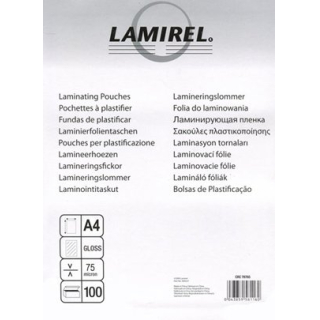 Пленка для ламинирования Lamirel LA-78656 глянцевая А4, 75мкм, 100 шт купить в Инфотех Пленка для ламинирования Lamirel LA-78656 глянцевая А4, 75мкм, 100 шт купить в Инфотех