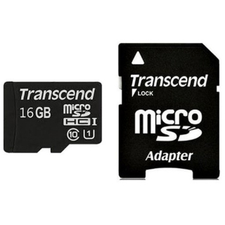 Карта памяти 16Gb microSD Transcend TS16GUSDU1 + adapter Class10  купить в Инфотех