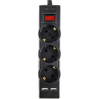 Сет. фильтр Perfeo POWER-S 1,8м  3 розетки 2xUSB  купить в Инфотех