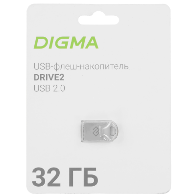 Флеш драйв 32GB Digma DRIVE2 DGFUM032A20SR USB2.0 серебристый  купить в Инфотех