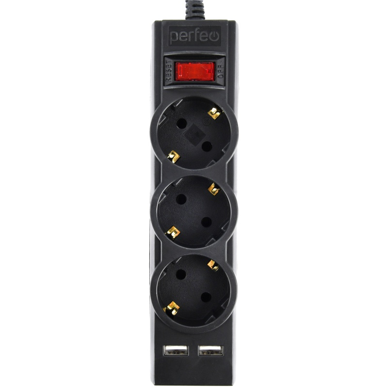 Сет. фильтр Perfeo POWER-S 1,8м  3 розетки 2xUSB  купить в Инфотех