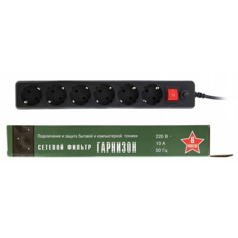 Сет.  фильтр Гарнизон EHB-10 3м 6 розеток  купить в Инфотех
