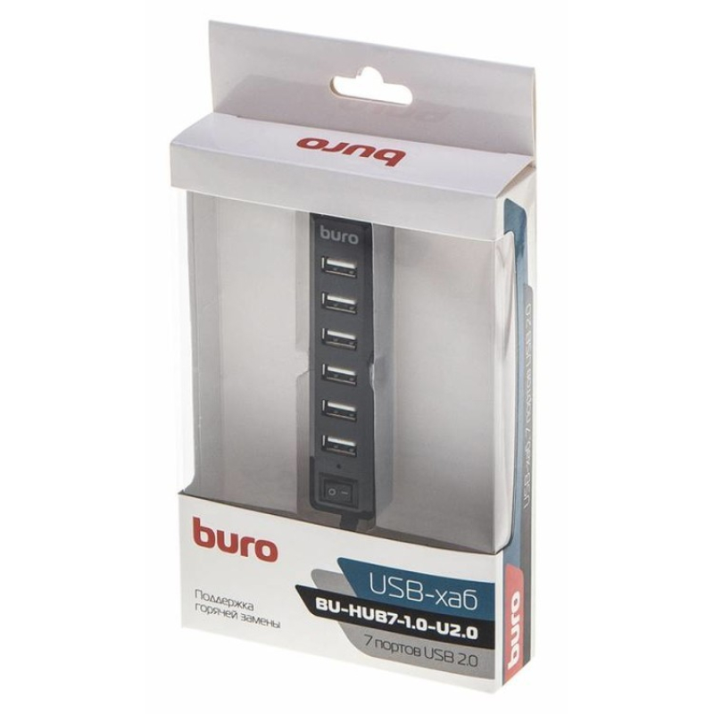 Разветвитель USB 2.0 Buro BU-HUB7-1.0-U2.0 7порт. черный  купить в Инфотех