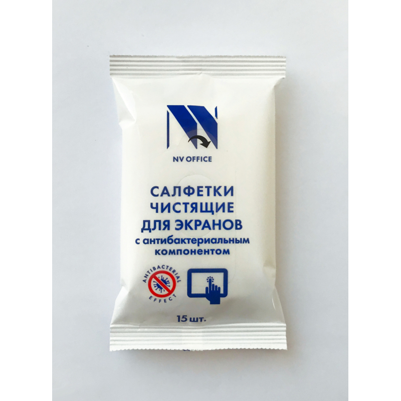 Антибактериальные салфетки для экранов NV-Office, мягкая упаковка, 153х129 мм,15шт  купить в Инфотех
