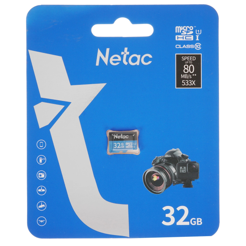 Карта памяти 32Gb MicroSD Netac P500  NT02P500STN-032G-S  UHS-I  купить в Инфотех